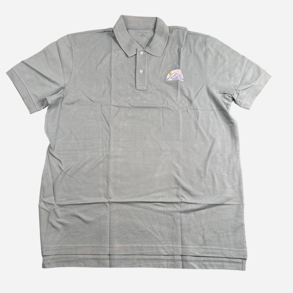Lands End Mens XL Sage Green Ocean Tides Embroidered Polo Shirt Short‎ Sleeve